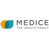 Als Logo der Referenzen bei MEDICE, ist ein orangenes/grünes Logo zu sehen.