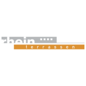 Als Logo der Referenzen bei Rheinterrassen, ist ein grau/orangenes Logo zu sehen.